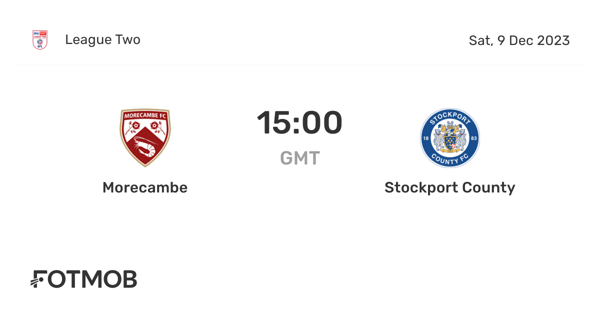 Morecambe vs Stockport County live score, predicted lineups and H2H