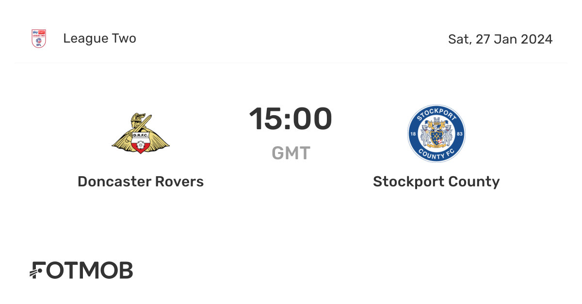 Doncaster Rovers vs Stockport County live score, predicted lineups and H2H stats