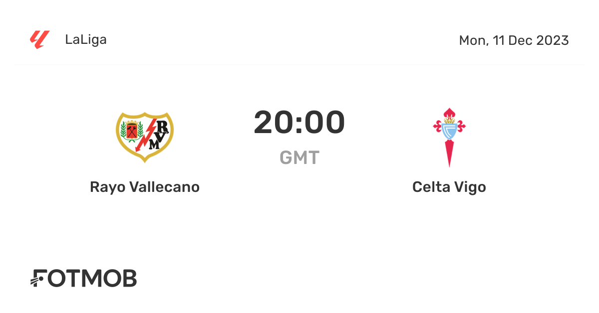 Rayo Vallecano vs Celta Vigo - live score, predicted lineups and H2H stats.
