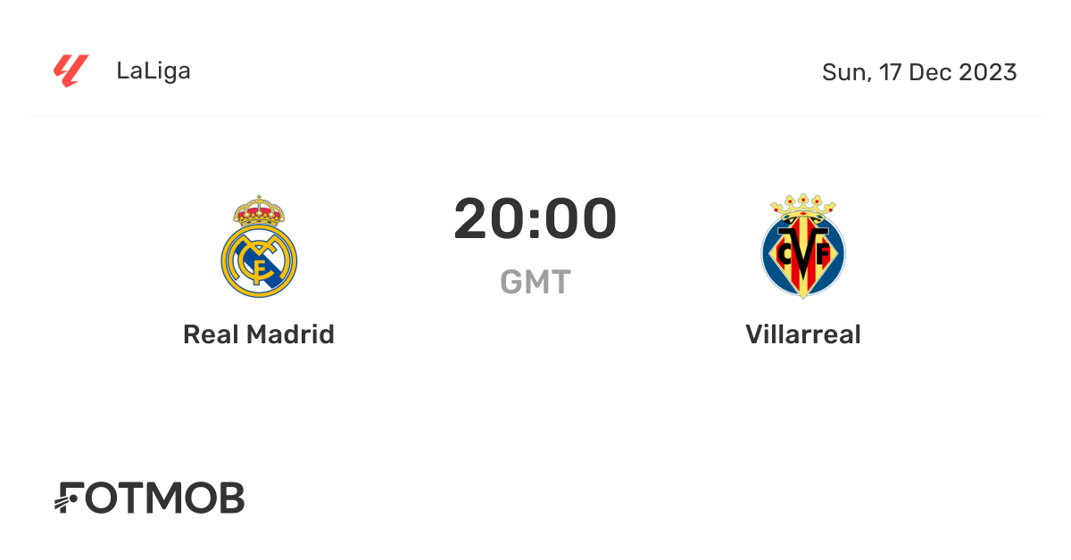 Real Madrid vs Villarreal live score, predicted lineups and H2H stats.