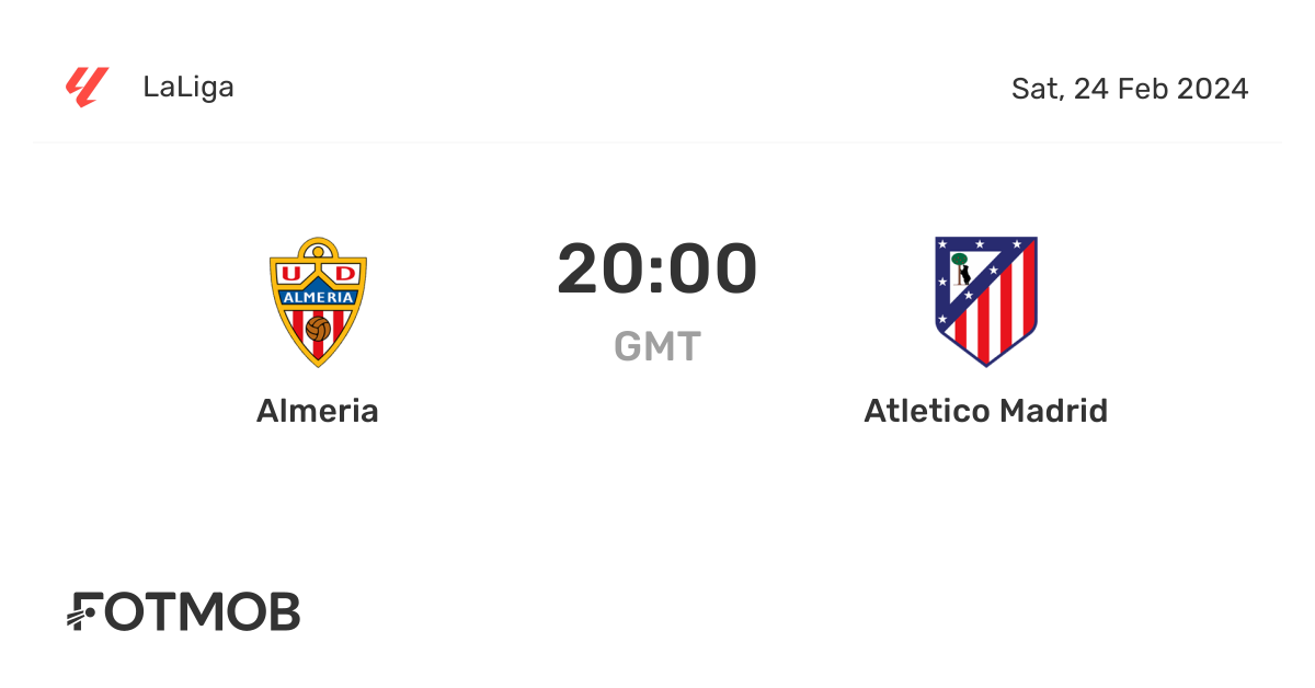 Almeria vs Atletico Madrid live score, forventede startopstillinger