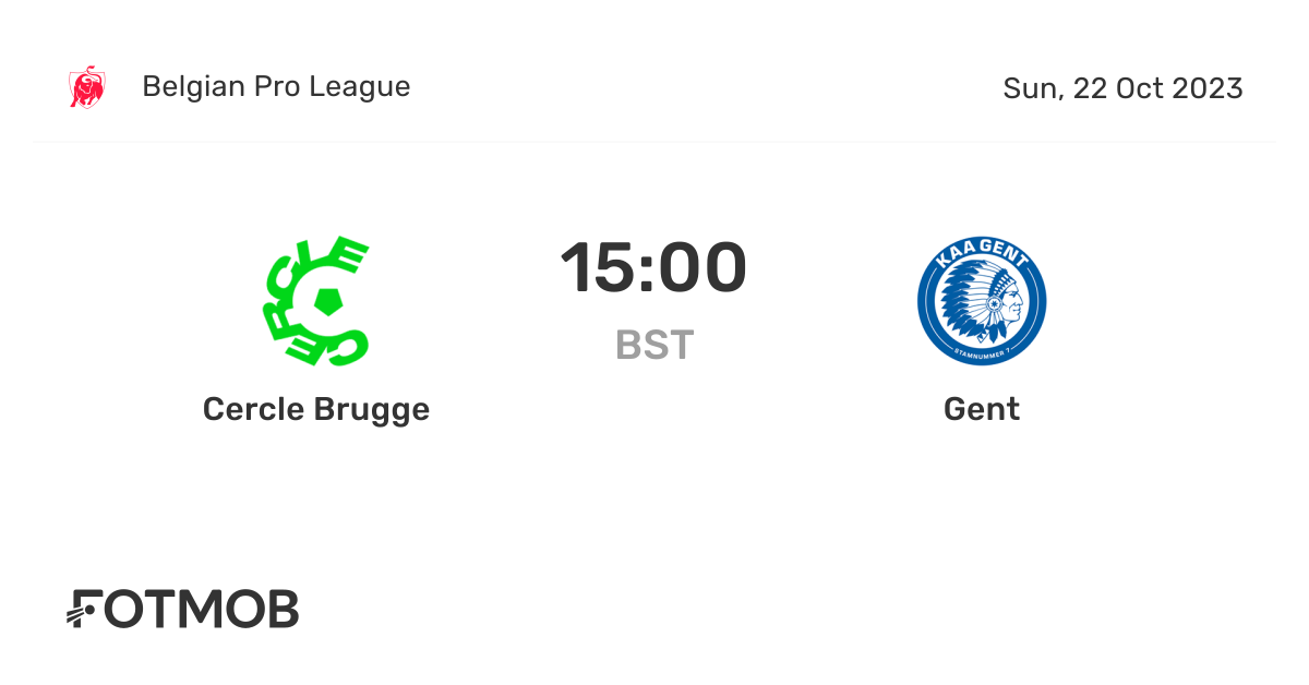 Cercle Brugge vs Gent live score, predicted lineups and H2H stats.