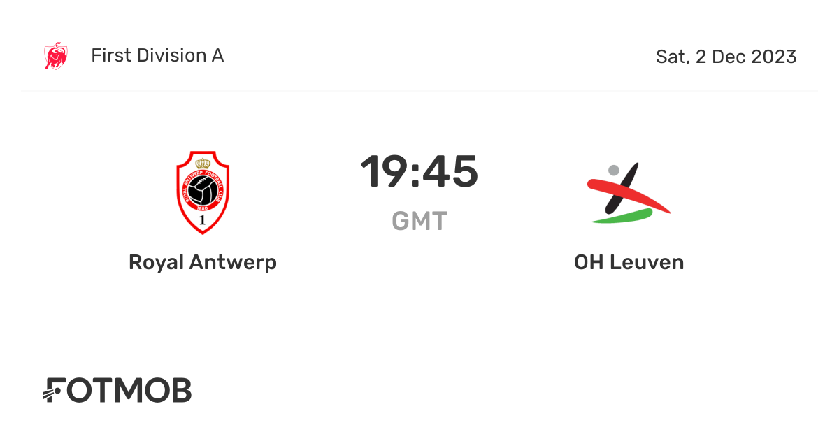 Royal Antwerp vs OH Leuven live score, predicted lineups and H2H stats.