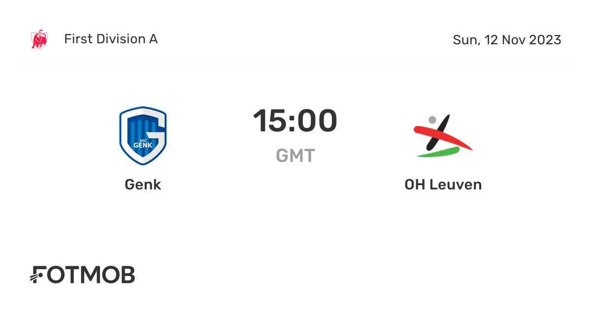Genk vs OH Leuven live score, predicted lineups and H2H stats.