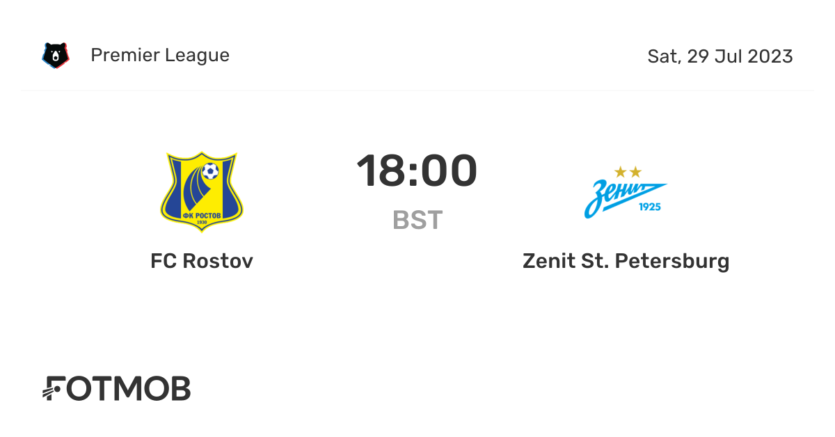 FC Rostov vs Zenit St. Petersburg - live score, predicted lineups and ...
