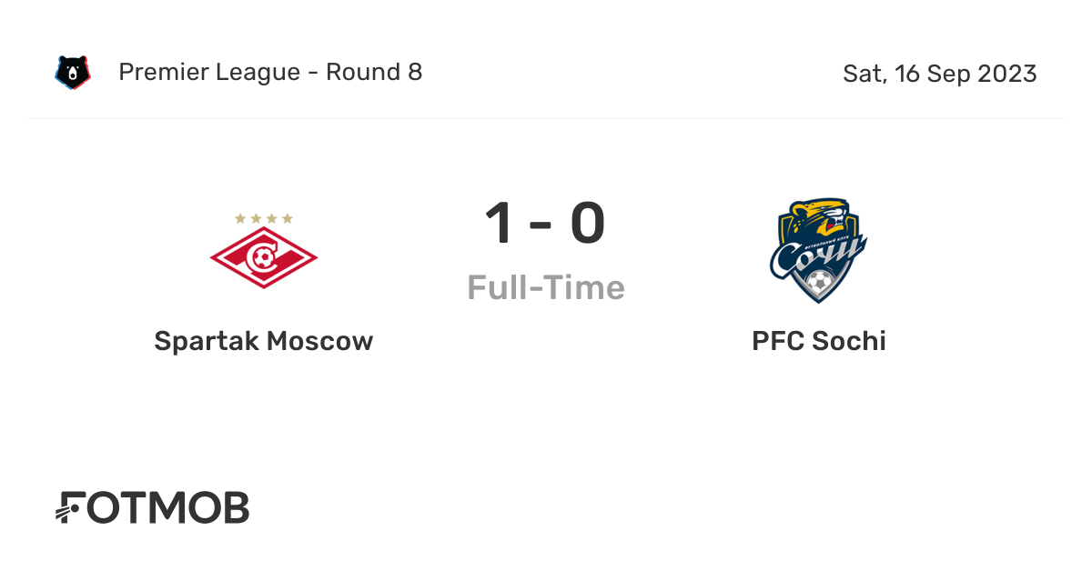 Spartak Moscow vs PFC Sochi - August 09, 2020