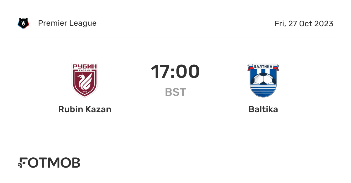 Rubin Kazan Vs Baltika Live Score Predicted Lineups And H2H Stats 