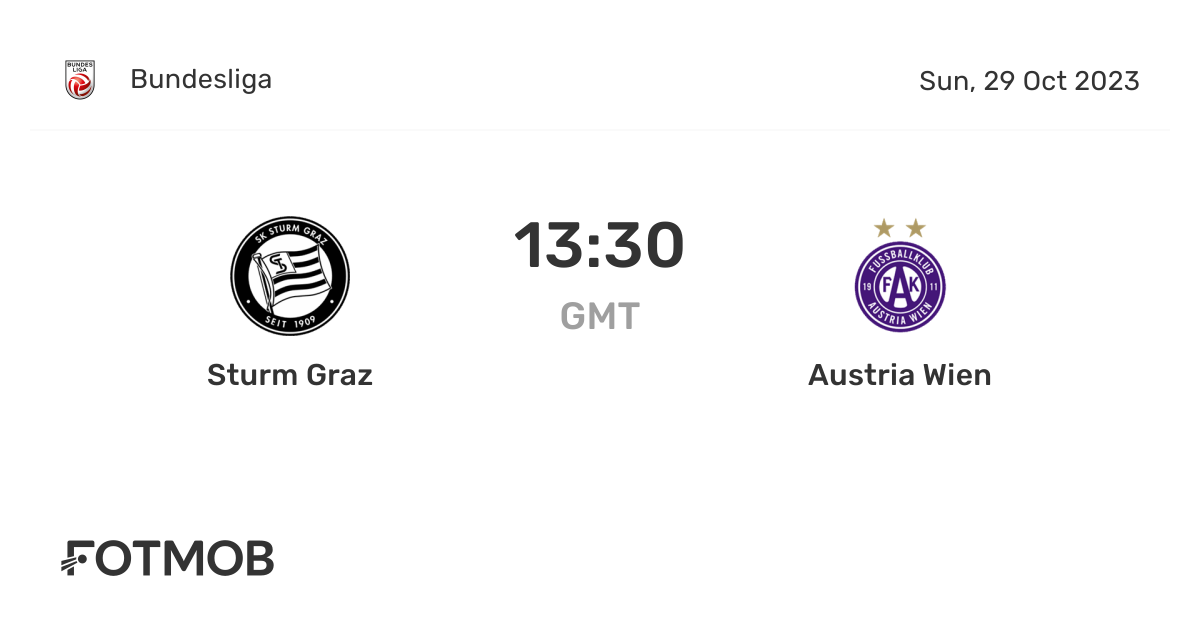 Sturm Graz vs Austria Wien live score, predicted lineups and H2H stats.