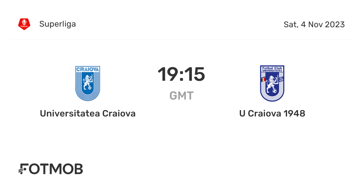 Universitatea Craiova vs U Craiova 1948 live score, predicted lineups