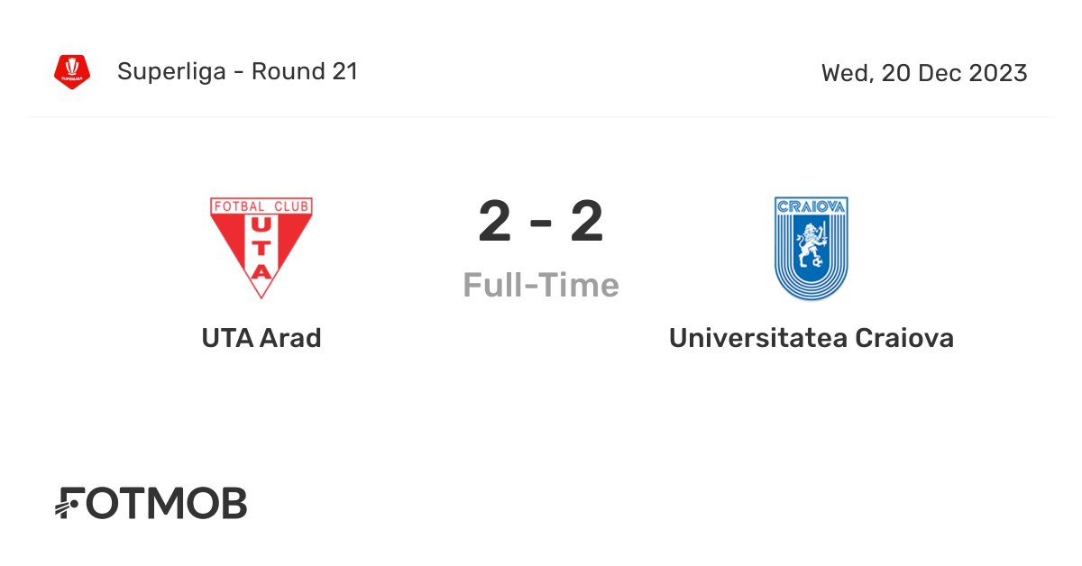 Jogos Univ. Craiova ao vivo, tabela, resultados, FC UTA Arad x Univ.  Craiova ao vivo