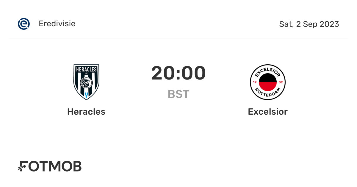 Heracles vs Excelsior live score, predicted lineups and H2H stats.