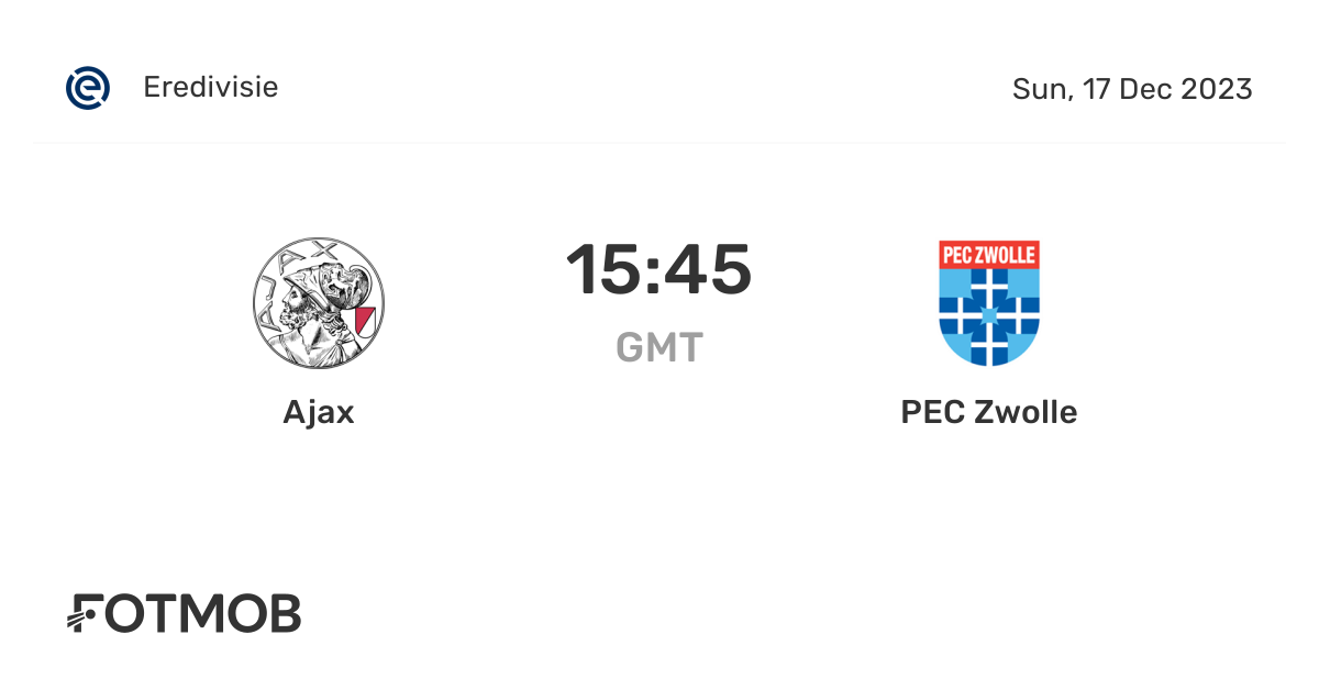 Ajax tegen PEC Zwolle live score, voorspelde opstellingen en H2Hstatistieken