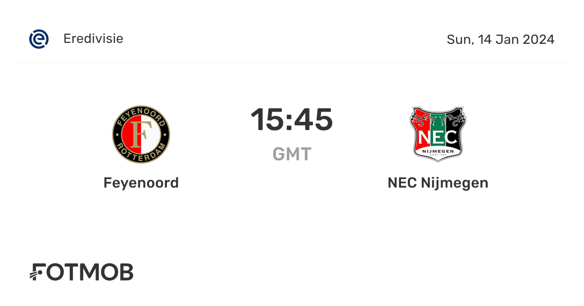 Feyenoord vs NEC Nijmegen - marcador en vivo, alineaciones previstas y ...