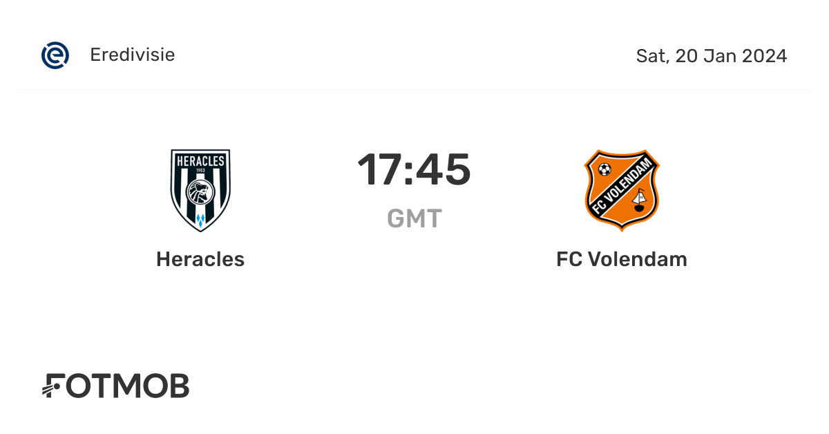 Heracles vs FC Volendam live score, predicted lineups and H2H stats.