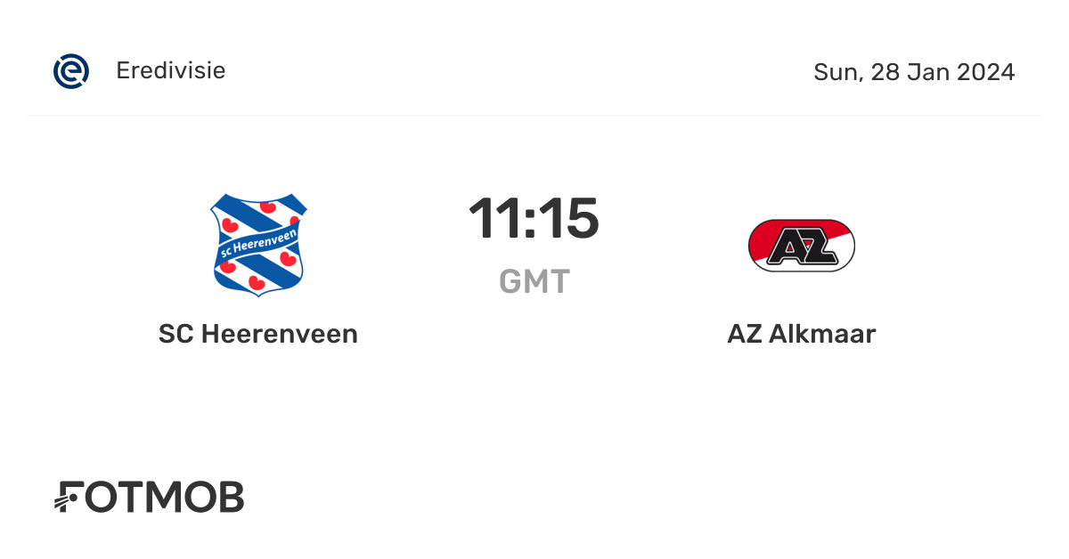 SC Heerenveen vs AZ Alkmaar - live score, predicted lineups and H2H stats.