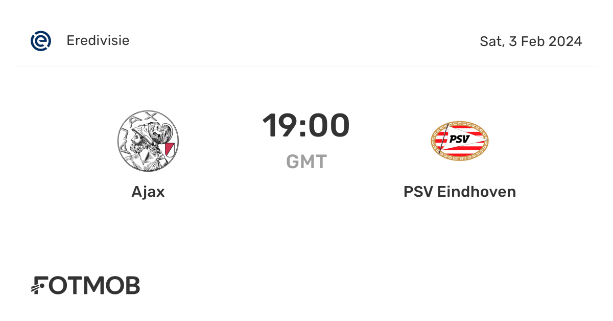 Ajax gegen PSV Eindhoven live Ergebnisse, voraussichtliche Aufstellungen und H2HStatistiken