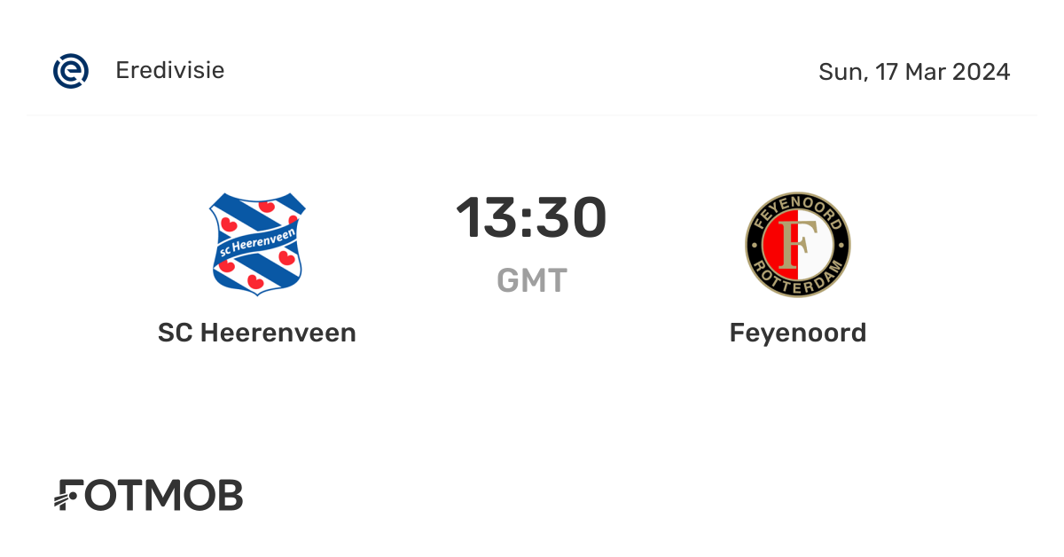 SC Heerenveen tegen Feyenoord live score, voorspelde opstellingen en H2Hstatistieken