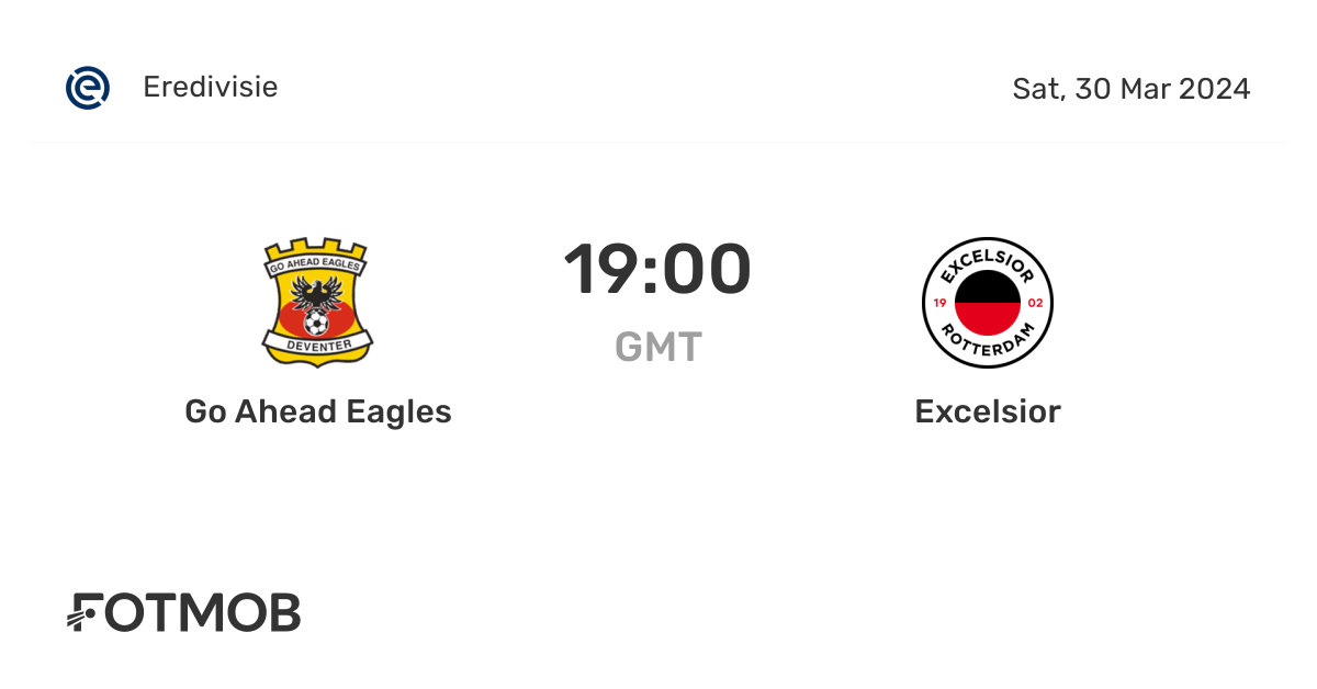 Go Ahead Eagles vs Excelsior live score, predicted lineups and H2H stats