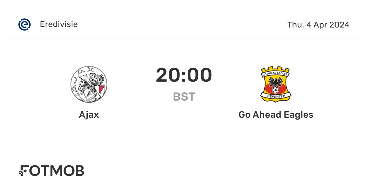 Ajax vs Go Ahead Eagles live score, predicted lineups and H2H stats