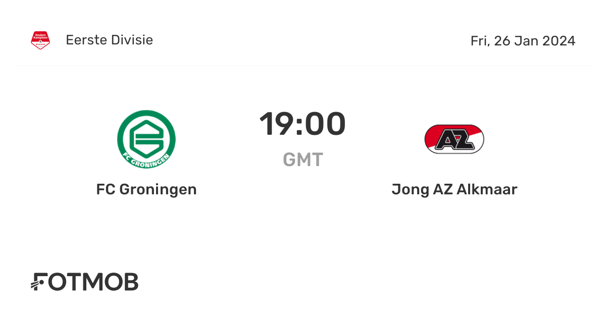 FC Groningen tegen Jong AZ Alkmaar live score, voorspelde opstellingen en H2Hstatistieken