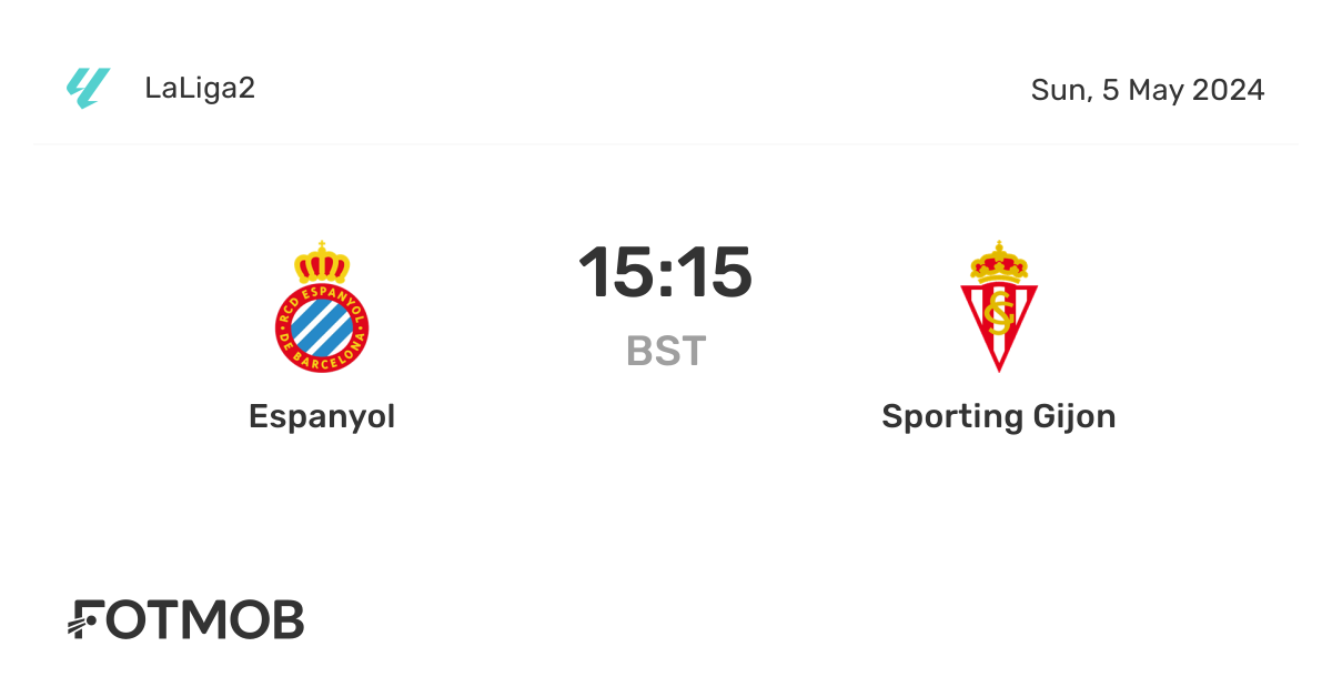 Espanyol vs Sporting Gijon live score, predicted lineups and H2H stats