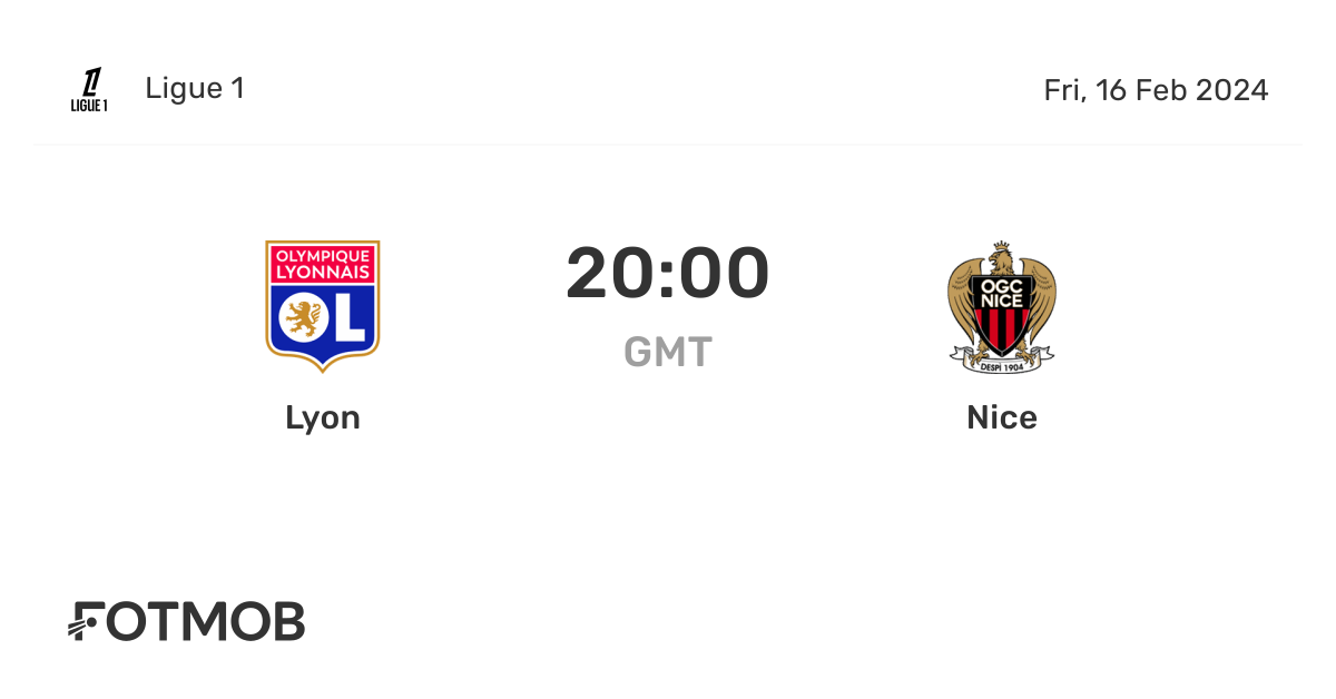 Lyon vs Nice live score, predicted lineups and H2H stats.