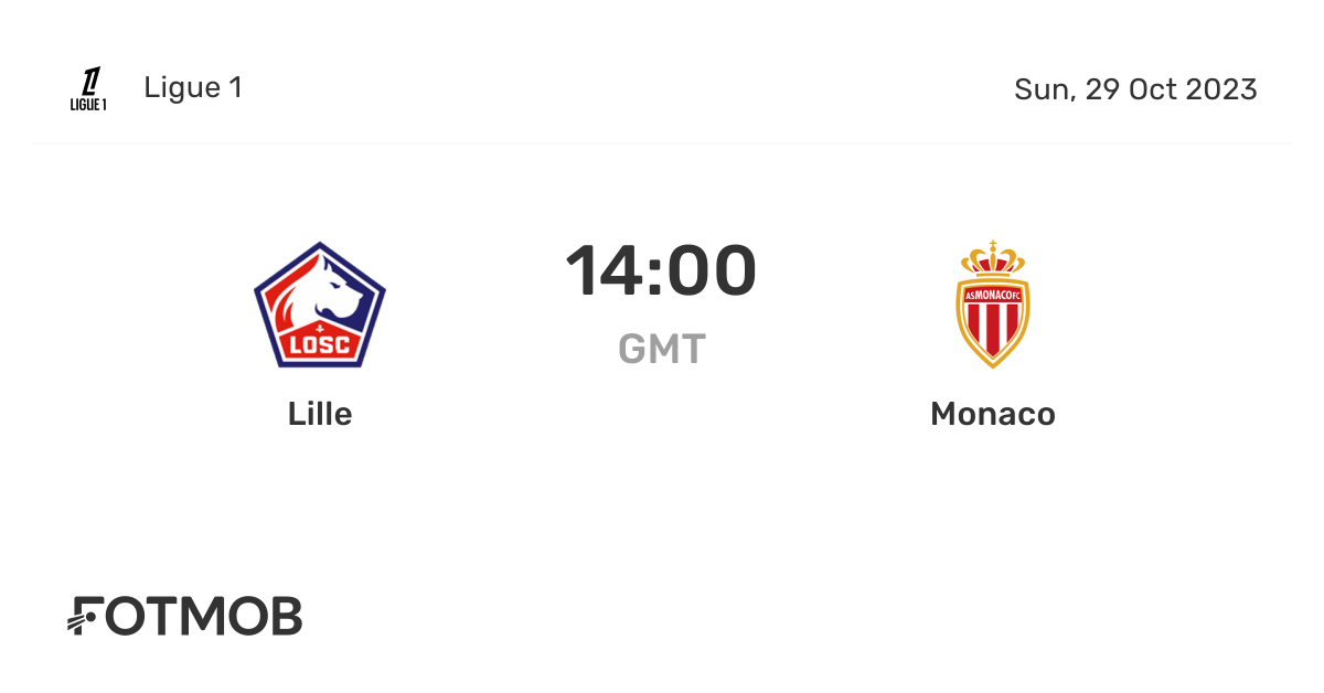 Lille vs Monaco - live score, predicted lineups and H2H stats.