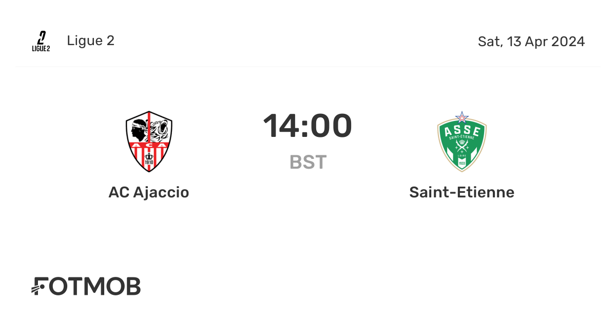 AC Ajaccio vs SaintEtienne live score, predicted lineups and H2H stats