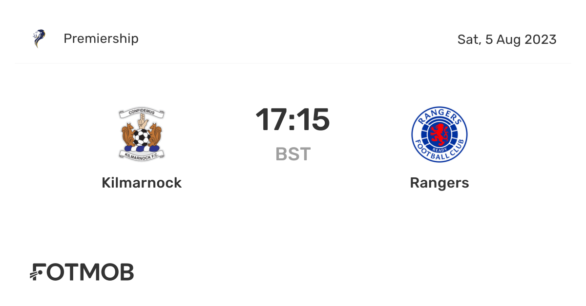 Kilmarnock vs Rangers live score, predicted lineups and H2H stats.