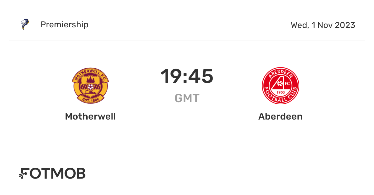 Motherwell vs Aberdeen live score, predicted lineups and H2H stats.