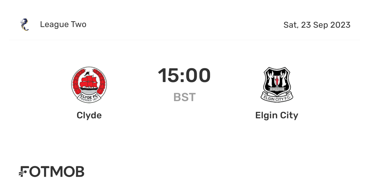 Clyde vs Elgin City live score, predicted lineups and H2H stats.