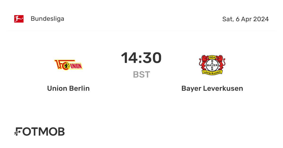 Union Berlin vs Bayer Leverkusen marcador en vivo, alineaciones