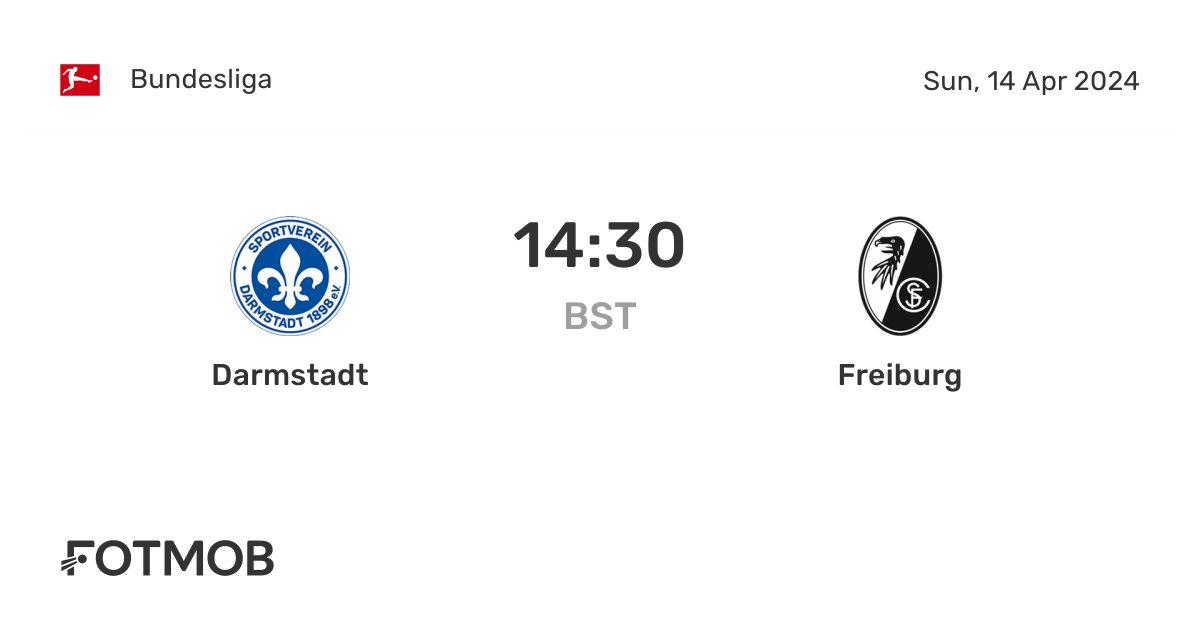 SV Darmstadt 대 SC Freiburg 실시간 점수, 예상 스타팅 라인업 및 H2H 통계