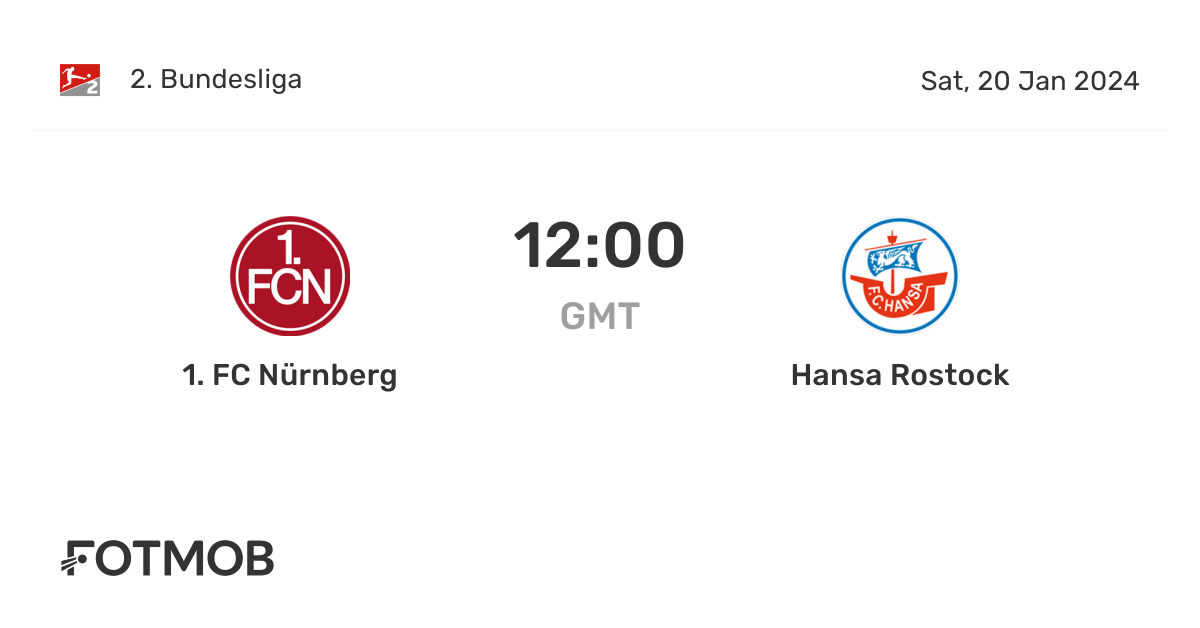 1.FC Nürnberg gegen Hansa Rostock live Ergebnisse, voraussichtliche Aufstellungen und H2H