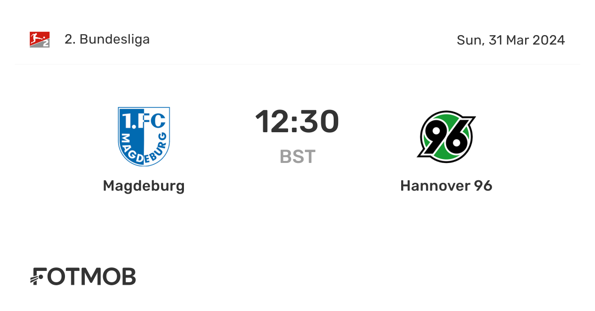 1.FC Magdeburg vs Hannover 96 live score, predicted lineups and H2H stats