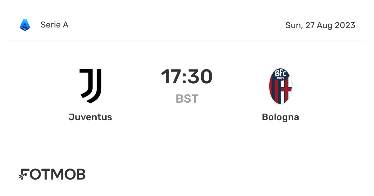 Juventus vs Bologna live score, predicted lineups and H2H stats.