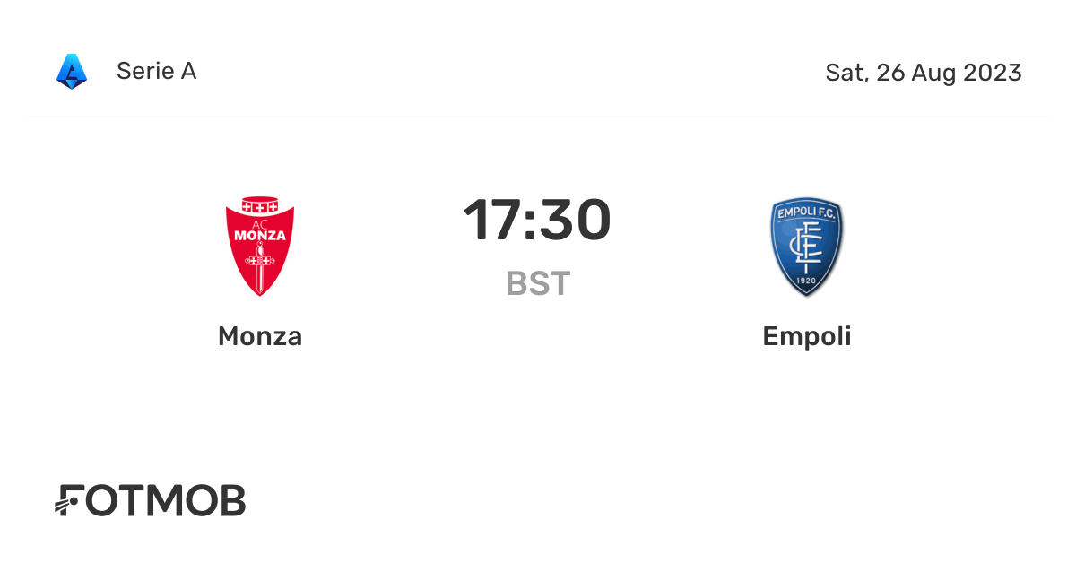 Monza vs Empoli live score, predicted lineups and H2H stats.