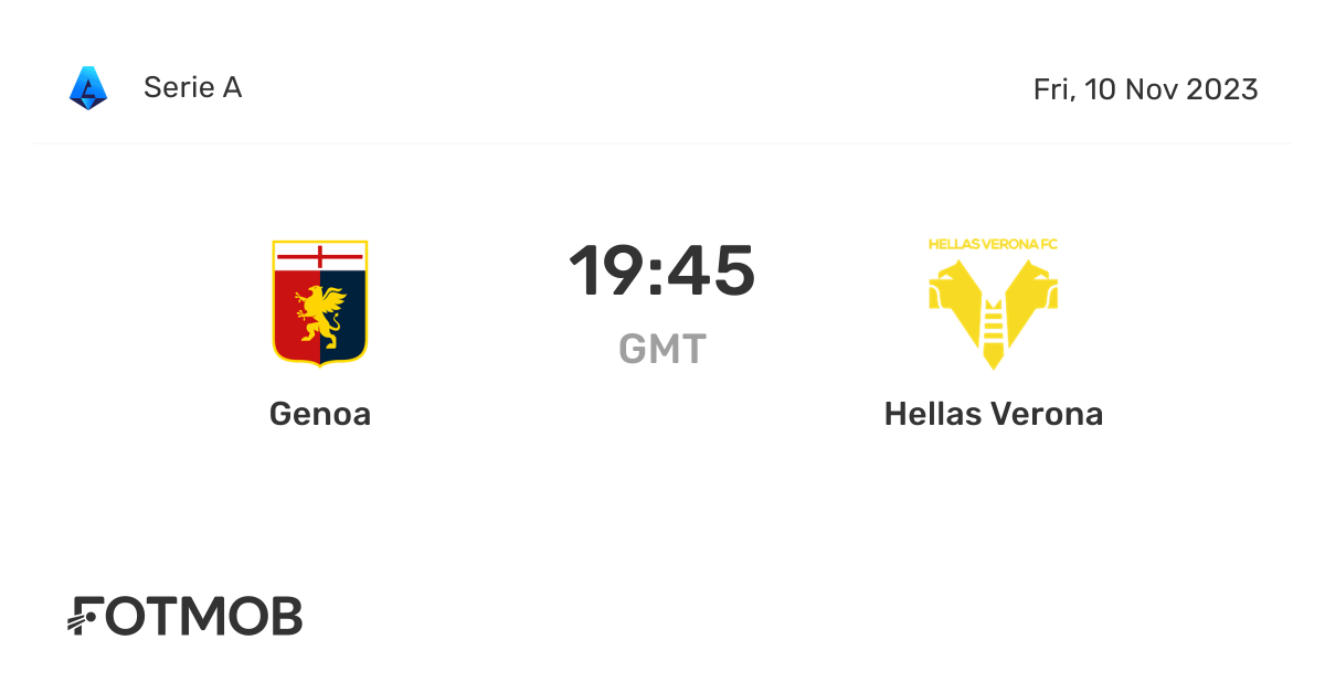 Genoa vs Hellas Verona live score, predicted lineups and H2H stats.