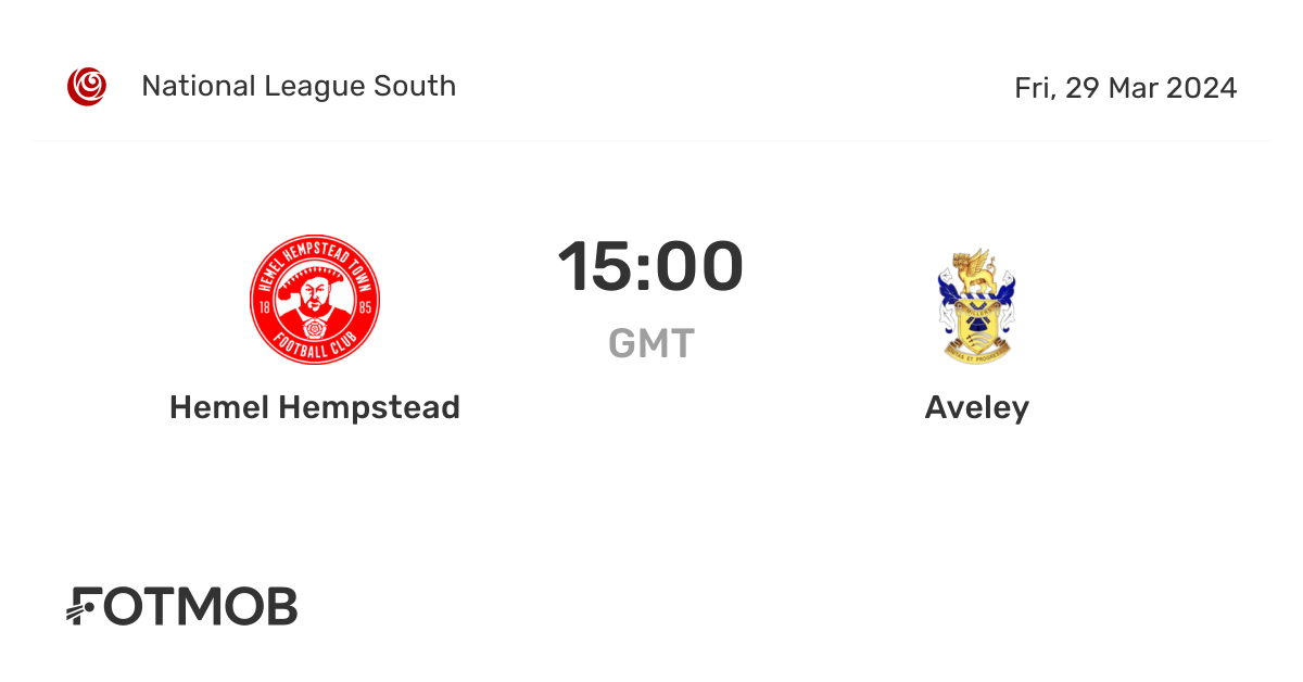 Hemel Hempstead vs Aveley live score, predicted lineups and H2H stats