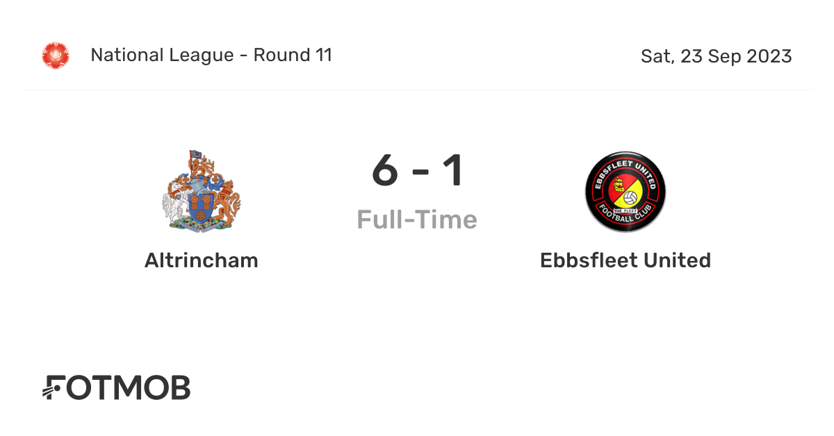 Altrincham vs Ebbsfleet United live score, H2H and lineups