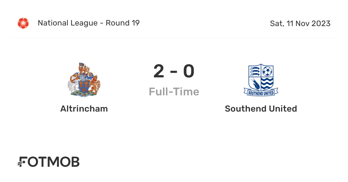 Altrincham FC vs Southend United: Live Score, Stream and H2H results  11/11/2023. Preview match Altrincham FC vs Southend United, team, start  time.