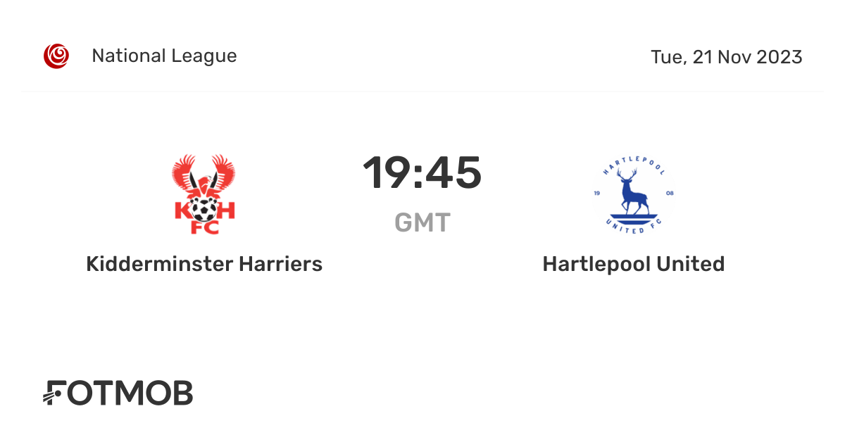 Kidderminster Harriers vs Hartlepool United live score, predicted