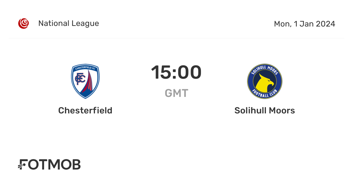 Chesterfield vs Solihull Moors live score, predicted lineups and H2H stats