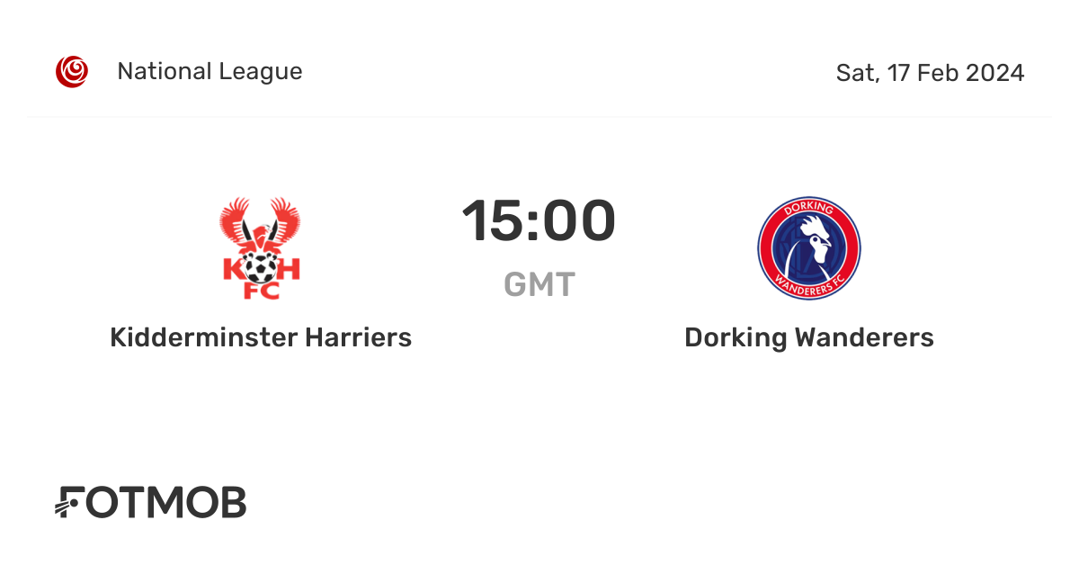 Kidderminster Harriers vs Dorking Wanderers live score, predicted