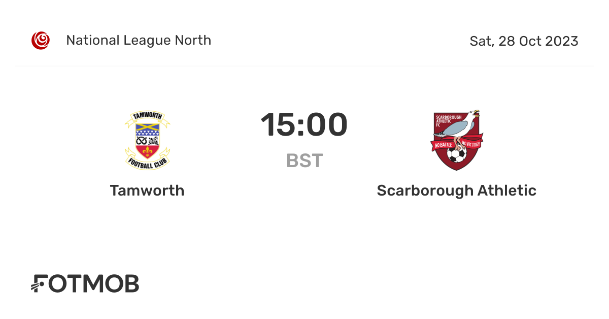 Tamworth vs Scarborough Athletic live score, predicted lineups and