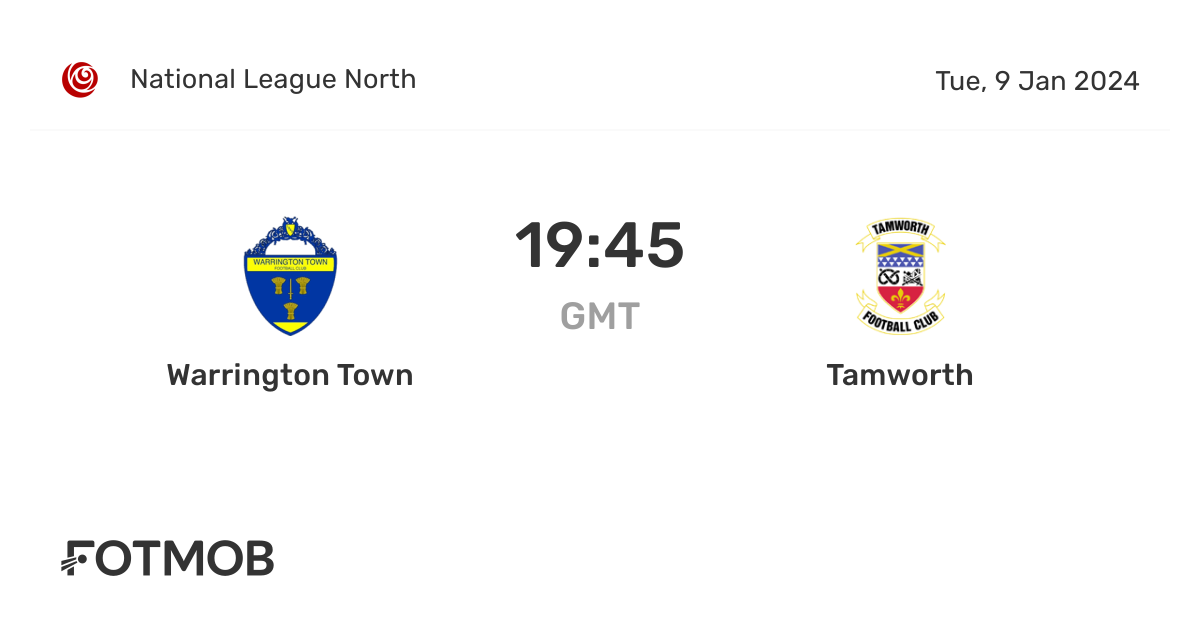 Warrington Town vs Tamworth live score, predicted lineups and H2H stats