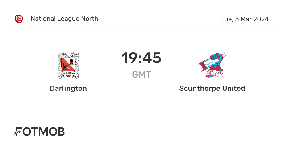 Darlington vs Scunthorpe United live score, predicted lineups and H2H