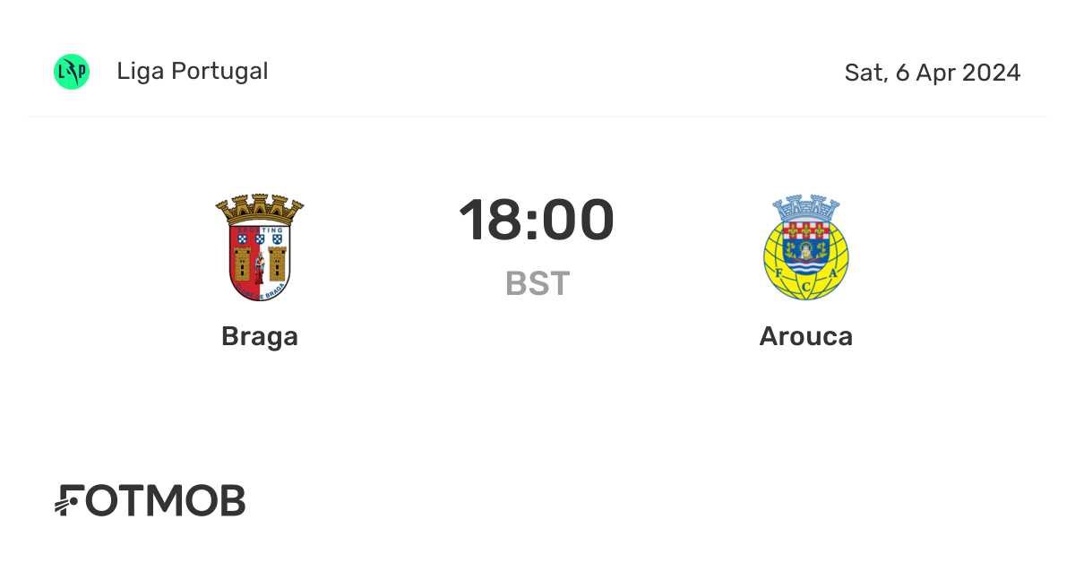 Braga vs Arouca live score, predicted lineups and H2H stats
