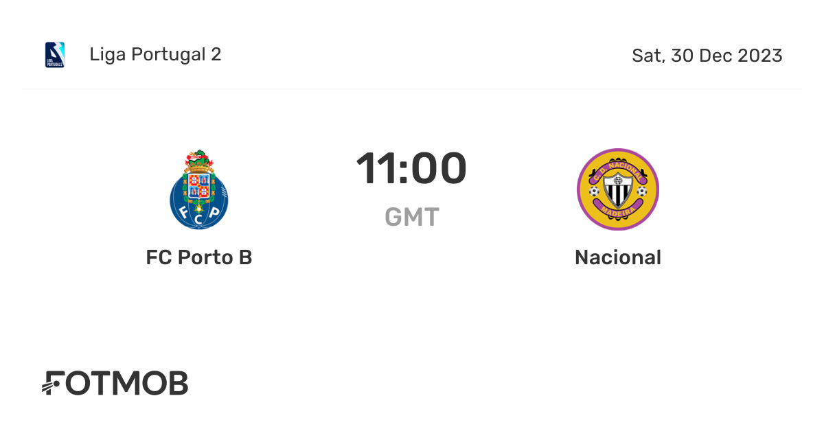 FC Porto B vs Nacional live score, predicted lineups and H2H stats