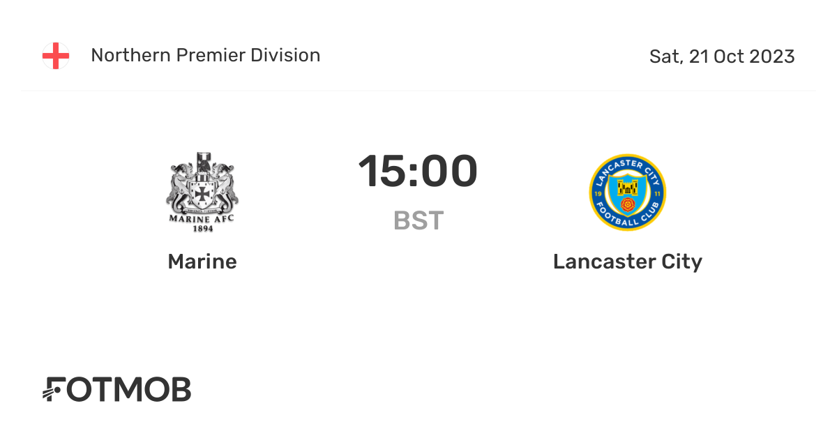 Marine vs Lancaster City live score, predicted lineups and H2H stats.